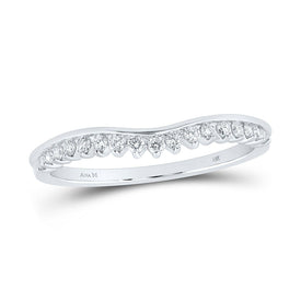 14kt White Gold Sparkling Diamond Stackable Band Ring - Top View