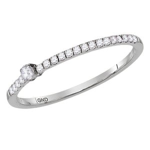 Diamond Stackable Band | 14kt White Gold Womens Round Diamond Stackable Band Ring 1/8 Cttw | Splendid Jewellery GND