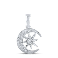 Load image into Gallery viewer, Celestial Dreams Diamond Pendant Top view from the 10Kt White Gold Womens Round Diamond Crescent Moon Star Pendant 1 4 Cttwpin210308 collection by Splendid Jewellery
