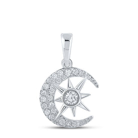 Celestial Dreams Diamond Pendant Top view from the 10Kt White Gold Womens Round Diamond Crescent Moon Star Pendant 1 4 Cttwpin210308 collection by Splendid Jewellery