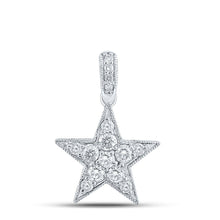 Load image into Gallery viewer, Celestial Brilliance: 10kt White Gold Diamond Star Pendant Top view from the 10Kt White Gold Womens Round Diamond Star Pendant 1 4 Cttwpin286484 collection by Splendid Jewellery