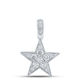 Celestial Brilliance: 10kt White Gold Diamond Star Pendant Top view from the 10Kt White Gold Womens Round Diamond Star Pendant 1 4 Cttwpin286484 collection by Splendid Jewellery