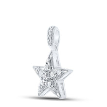 Load image into Gallery viewer, Celestial Brilliance: 10kt White Gold Diamond Star Pendant Side view from the 10Kt White Gold Womens Round Diamond Star Pendant 1 4 Cttwpin286484 collection by Splendid Jewellery