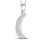 Radiant Celestial Diamond Pendant | 10kt Yellow Gold Womens Round Diamond Crescent Moon Pendant 1/8 Cttw product Side View from Splendid Jewellery