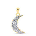 Radiant Celestial Diamond Pendant | 10kt Yellow Gold Womens Round Diamond Crescent Moon Pendant 1/8 Cttw product  Top View from Splendid Jewellery
