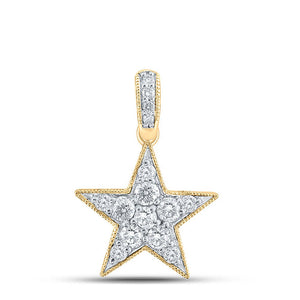 Diamond Star Pendant | 10kt Yellow Gold Womens Round Diamond Star Pendant 1/4 Cttw | Splendid Jewellery GND