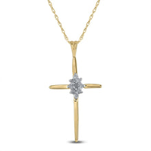 Load image into Gallery viewer, Divine Brilliance: 10kt Yellow Gold Diamond Cross Pendant  Top View from Splendid Jewellery