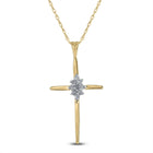 Divine Brilliance: 10kt Yellow Gold Diamond Cross Pendant  Top View from Splendid Jewellery