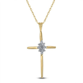 Divine Brilliance: 10kt Yellow Gold Diamond Cross Pendant  Top View from Splendid Jewellery