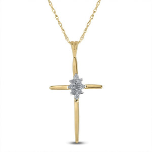 Divine Brilliance: 10kt Yellow Gold Diamond Cross Pendant - Splendid Jewellery