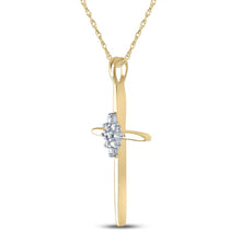 Load image into Gallery viewer, Divine Brilliance: 10kt Yellow Gold Diamond Cross Pendant  Side View from Splendid Jewellery