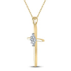 Divine Brilliance: 10kt Yellow Gold Diamond Cross Pendant  Side View from Splendid Jewellery