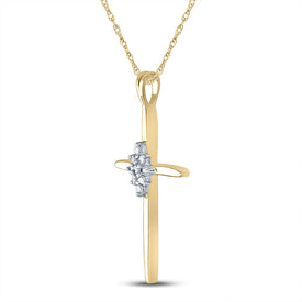 Divine Brilliance: 10kt Yellow Gold Diamond Cross Pendant  Side View from Splendid Jewellery