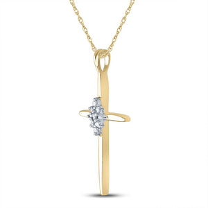 Divine Brilliance: 10kt Yellow Gold Diamond Cross Pendant - Splendid Jewellery