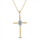 Divine Brilliance: 10kt Yellow Gold Diamond Cross Pendant - Splendid Jewellery