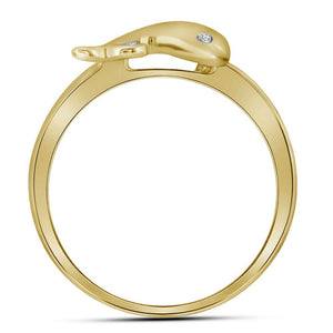 Dolphin Dreams Diamond Ring | 10kt Yellow Gold Womens Round Diamond Slender Dolphin Animal Fish Ring 1/20 Cttw | Splendid Jewellery - Splendid Jewellery