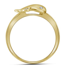 Load image into Gallery viewer, Dolphin Dreams Diamond Ring | 10kt Yellow Gold Womens Round Diamond Slender Dolphin Animal Fish Ring 1/20 Cttw | Splendid Jewellery - Splendid Jewellery