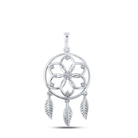 Dream Catcher Circle Pendant: 10kt White Gold with Round Diamonds - Splendid Jewellery