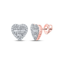 Load image into Gallery viewer, Romantic Rose Gold Diamond Heart Earrings - Alternate view 1 from Splendid Jewellery