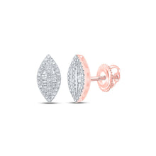 Load image into Gallery viewer, Rose Gold Baguette and Round Diamond Oval Earrings - A Touch of Elegance and Sparkle - Alternate view 1 from Splendid Jewellery