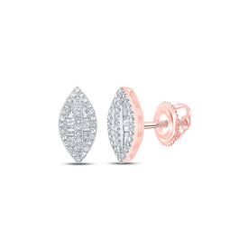 Rose Gold Baguette and Round Diamond Oval Earrings - A Touch of Elegance and Sparkle - Alternate view 1 from Splendid Jewellery