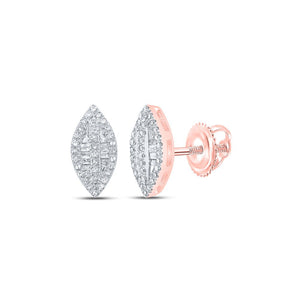 Earrings | 10kt Rose Gold Womens Baguette Diamond Oval Earrings 1/4 Cttw | Splendid Jewellery GND