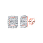 Rose Gold Baguette Diamond Cluster Earrings: A Radiant Masterpiece of Elegance - Alternate view 1 from Splendid Jewellery
