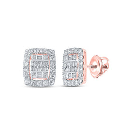 Rose Gold Baguette Diamond Cluster Earrings: A Radiant Masterpiece of Elegance - Alternate view 1 from Splendid Jewellery