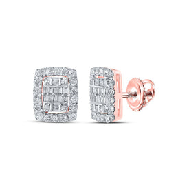 Exquisite Rose Gold Baguette Diamond Cluster Earrings - Alternate view 1 from Splendid Jewellery
