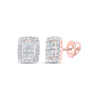 Rose Gold Baguette Diamond Cluster Earrings - 3/4 Cttw: A Mesmerizing Rectangular Sparkle - Alternate view 1 from Splendid Jewellery