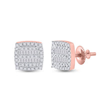 Load image into Gallery viewer, Rose Gold Baguette Diamond Square Earrings: A Radiant Statement of Elegance - Alternate view 1 from Splendid Jewellery
