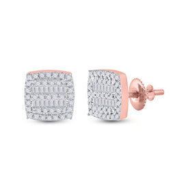 Rose Gold Baguette Diamond Square Earrings: A Radiant Statement of Elegance - Alternate view 1 from Splendid Jewellery