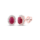 Exquisite Ruby Diamond Halo Earrings in 10kt Rose Gold - A Captivating Statement of Elegance and Luxury - Alternate view 1 from Splendid Jewellery