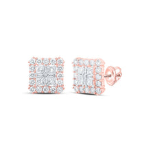 Load image into Gallery viewer, 10kt Rose Gold Princess Diamond Square Earrings: A Radiant Masterpiece of Elegance - Alternate view 1 from Splendid Jewellery