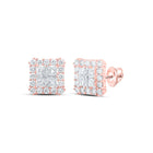 10kt Rose Gold Princess Diamond Square Earrings: A Radiant Masterpiece of Elegance - Alternate view 1 from Splendid Jewellery
