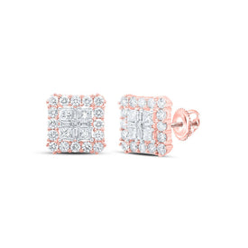 10kt Rose Gold Princess Diamond Square Earrings: A Radiant Masterpiece of Elegance - Alternate view 1 from Splendid Jewellery