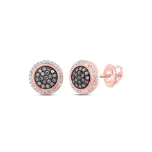 Load image into Gallery viewer, Splendid Jewellery 10kt Rose Gold Brown Diamond Cluster Earrings - Exquisite Brilliance - Alternate view 1 from Splendid Jewellery