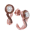 10kt Rose Gold Brown Diamond Cluster J Hoop Earrings: Luxurious Elegance - Alternate view 1 from Splendid Jewellery