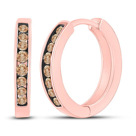 10kt Rose Gold Brown Diamond Hoop Earrings: A Radiant Touch of Elegance - Alternate view 1 from Splendid Jewellery