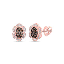 Load image into Gallery viewer, Exquisite Rose Gold Brown Diamond Oval Earrings: A Captivating Jewelry Masterpiece - Alternate view 1 from Splendid Jewellery