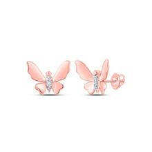 Load image into Gallery viewer, Whimsical Rose Gold Diamond Butterfly Earrings - Alternate view 1 from Splendid Jewellery