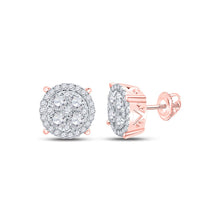 Load image into Gallery viewer, Captivating Rose Gold Diamond Circle Cluster Earrings - Alternate view 1 from Splendid Jewellery
