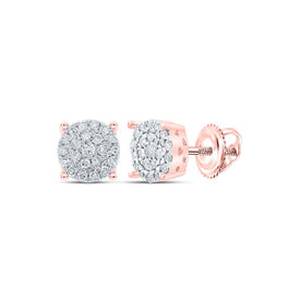 Radiant Rose Gold Diamond Cluster Earrings: A Captivating Showcase of Glamour and Elegance - Alternate view 1 from Splendid Jewellery