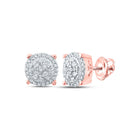 Radiant Rose Gold Diamond Cluster Earrings: Captivating Brilliance in 10kt Rose Gold - Alternate view 1 from Splendid Jewellery