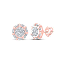 Load image into Gallery viewer, Radiant Rose Gold Diamond Cluster Earrings: A Captivating Sparkle of Elegance - Alternate view 1 from Splendid Jewellery