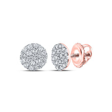 Load image into Gallery viewer, Radiant Rose Gold Diamond Cluster Earrings: Captivating Glamour for Every Occasion - Alternate view 1 from Splendid Jewellery