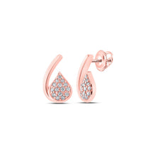 Load image into Gallery viewer, Radiant Rose Gold Diamond Cluster Earrings - Captivating Brilliance in 10kt Gold - Alternate view 1 from Splendid Jewellery