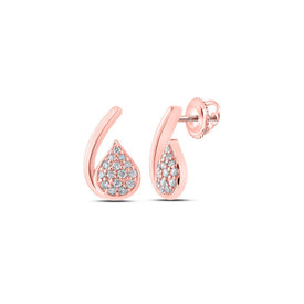 Radiant Rose Gold Diamond Cluster Earrings - Captivating Brilliance in 10kt Gold - Alternate view 1 from Splendid Jewellery