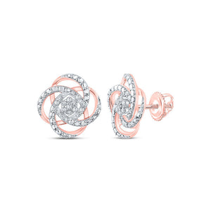 Earrings | 10kt Rose Gold Womens Round Diamond Cluster Earrings 1/6 Cttw | Splendid Jewellery GND