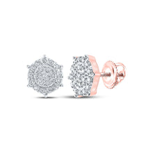 Load image into Gallery viewer, Rose Gold Diamond Cluster Elegance Earrings - Alternate view 1 from Splendid Jewellery
